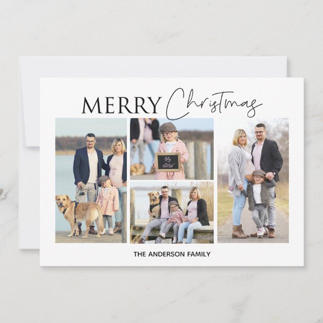 Four Photo Merry Christmas Photo Card (Front)