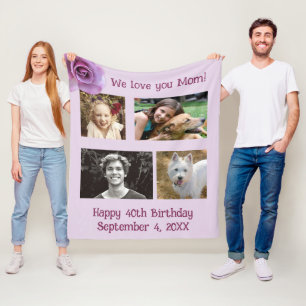 Four Photo Personalised Family Fleece Blanket