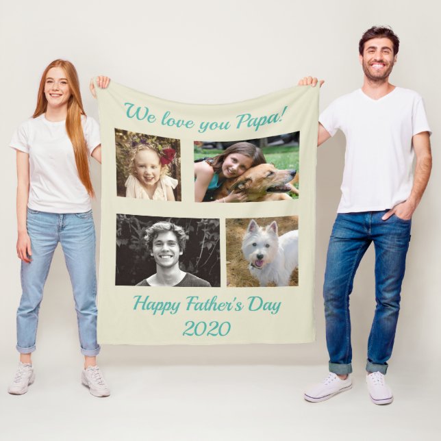 Four Photo Personalised Family Fleece Blanket (In Situ)