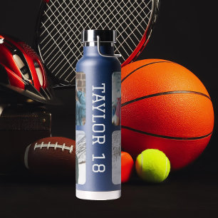 Four Photo Personalised Name Water Bottle