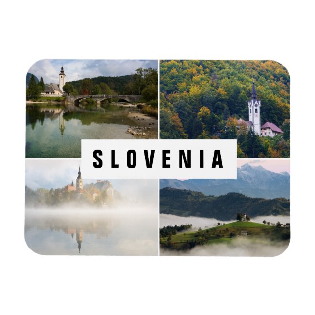 Four photo Slovenia churches collage souvenir Magnet (Horizontal)