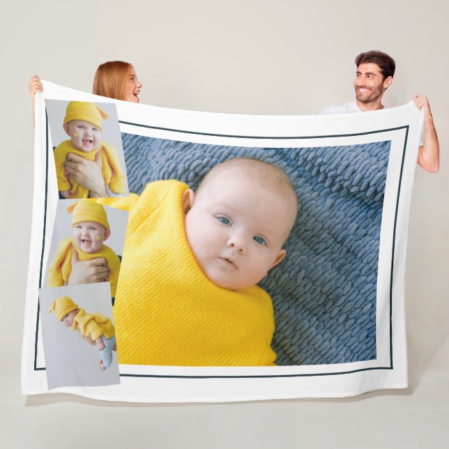Four Photo Template Personalised Fleece Blanket (In Situ)