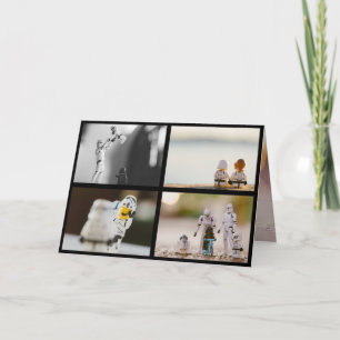 Four Photos black border Christmas Family Holiday Card