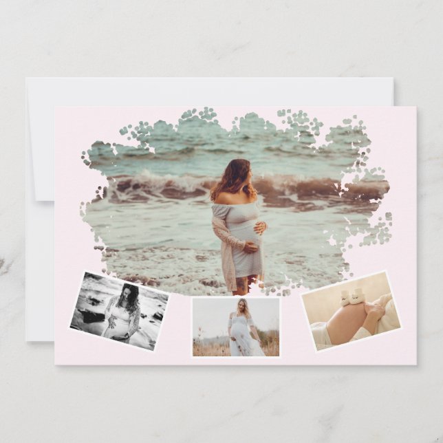 Four Photos Collage Simple Mother To Be Pregnancy Announcement (Front)