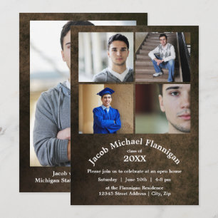 Four Photos Leather - Graduation Announcement