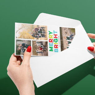 Four Photos Merry Bright and Colourful Skinny Card