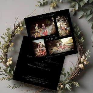 Four Photos Minimalist Modern Collage Wedding Save The Date