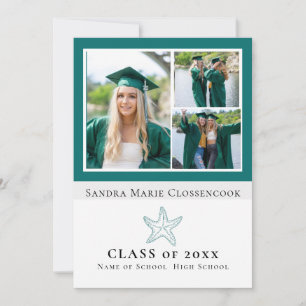 four Picture Collage Nautical Starfish graduate Announcement