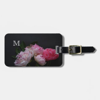 Four pink peonies luggage tag