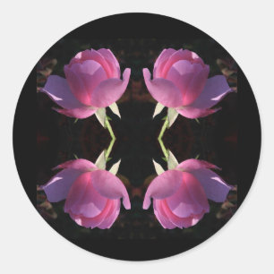 Four Pink Roses Classic Round Sticker