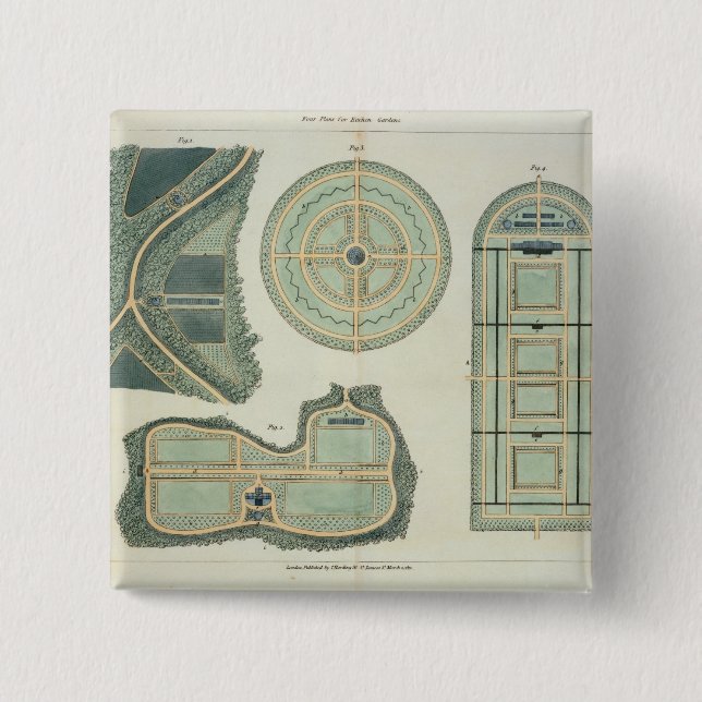 Four Plans for Kitchen Gardens, from 'Hints on the 15 Cm Square Badge (Front)
