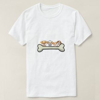 Four Playful Pups with Bones design T-Shirt