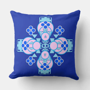 Four point Mandala - orchid, blue and cobalt Cushion