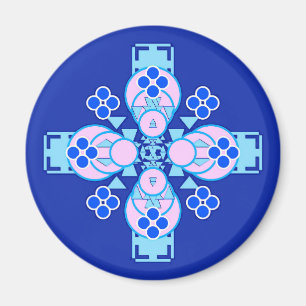 Four point Mandala - orchid, blue and cobalt Magnet