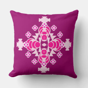 Four point Mandala - pale pink and plum Cushion