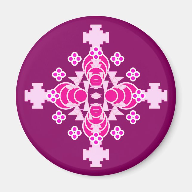 Four point Mandala - pale pink and plum Magnet (Front)