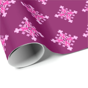 Four point Mandala Pattern, Pale Pink and Plum Wrapping Paper