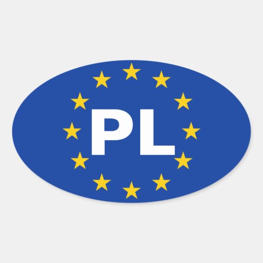 FOUR Poland "PL" European Union Flag Oval Sticker