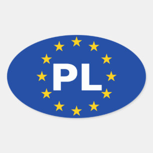 FOUR Poland "PL" European Union Flag Oval Sticker