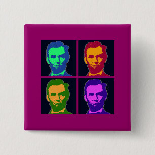 Four Pop Art Abraham Lincolns 15 Cm Square Badge