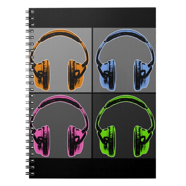 Four Pop Art Headphones Notebook (Front)