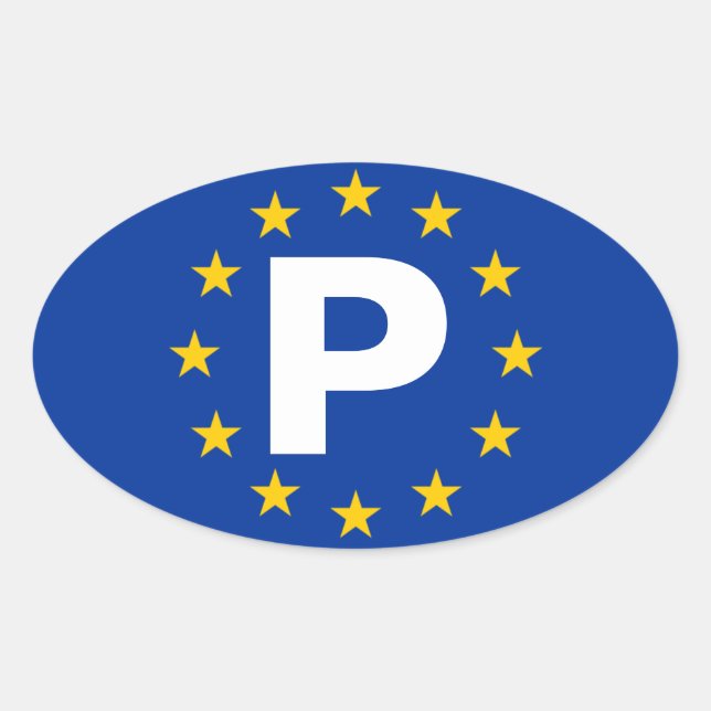 FOUR Portugal "P" European Union Oval Sticker (Front)