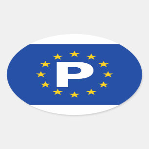 FOUR Portugal "P" European Union Oval Sticker