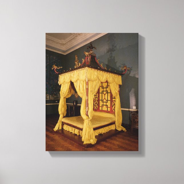 Four Poster Bed, in the Chinese style, 1750s Canvas Print (Front)