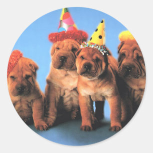 Four Puppies Birthday Stickers