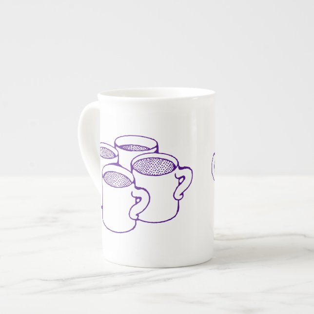 Four Purple Mugs (Line Art) (Front Left)