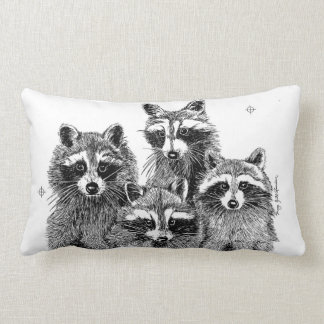 Four Raccoons Pillow
