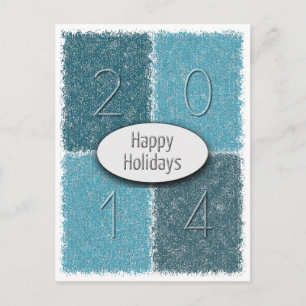 Four Rectangles Happy Holidays 2014 Modern Blue Holiday Postcard