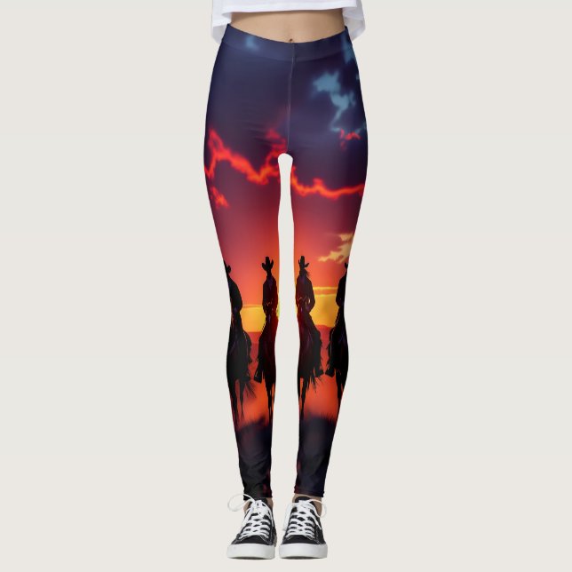 Four Riders at Sunset Leggings Tights (Front)