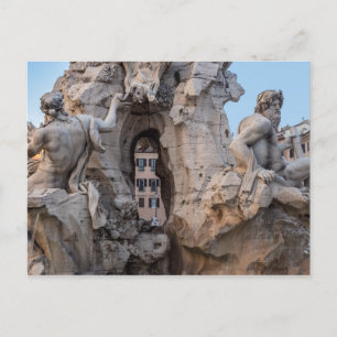 Four Rivers Fountain on Piazza Navona - Rome Postcard