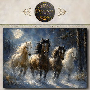 Four Running Horses Winter Wall Art Horse Decor Tissue Paper