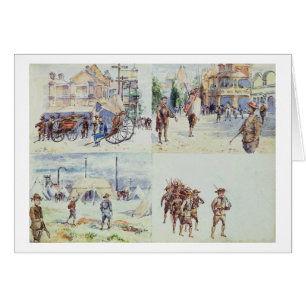 Four scenes from the Boer War, from a sketchbook,