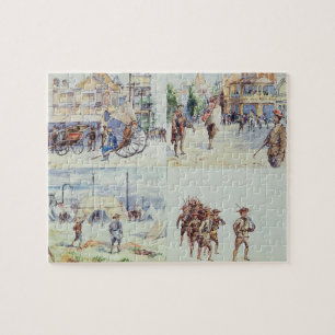 Four scenes from the Boer War, from a sketchbook, Jigsaw Puzzle