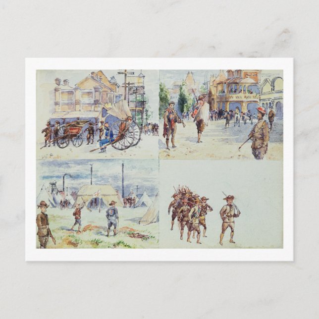 Four scenes from the Boer War, from a sketchbook, Postcard (Front)