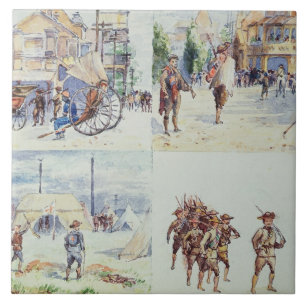 Four scenes from the Boer War, from a sketchbook, Tile