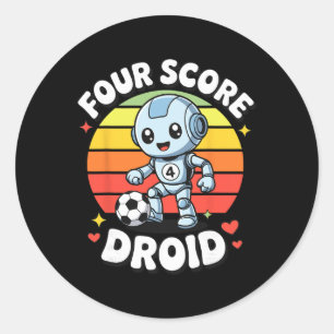 Four Score Droid Cute Soccer Robot Classic Round Sticker