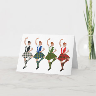 Four Scottish Highland Dancers Card