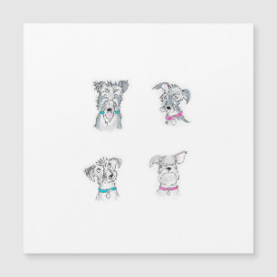Four scruffy dogs card
