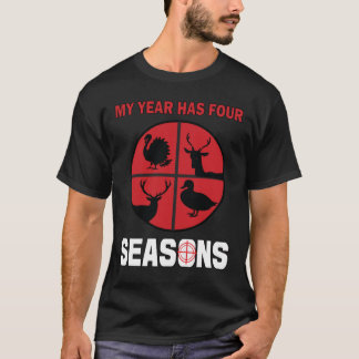 Four Season Animal Hunter Deer Turkey Duck Hunting T-Shirt