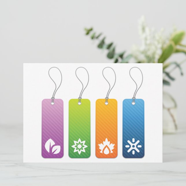 Four Seasonal Tags Invitations (Standing Front)