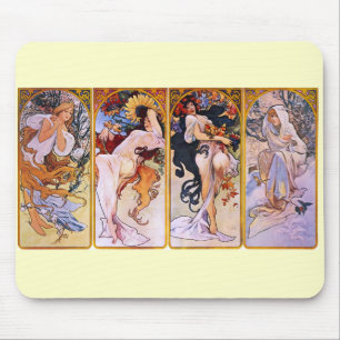 Four Seasons Alfons Mucha Mouse Mat