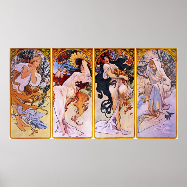 Four Seasons Alfons Mucha Poster (Front)