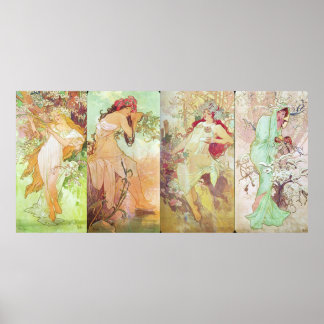 Four Seasons by Alfons Mucha, 1896 Poster
