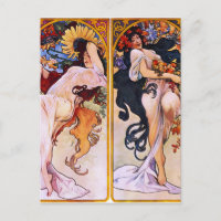 Four Seasons by Alfons Mucha Art Deco Nouveau