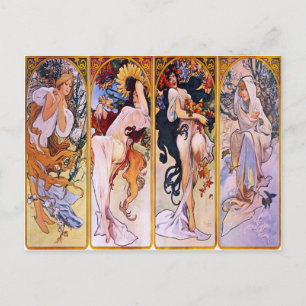 Four Seasons by Alphonse Mucha 1895 Postcard