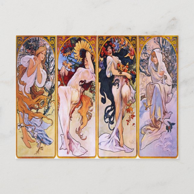 Four Seasons by Alphonse Mucha 1895 Postcard (Front)